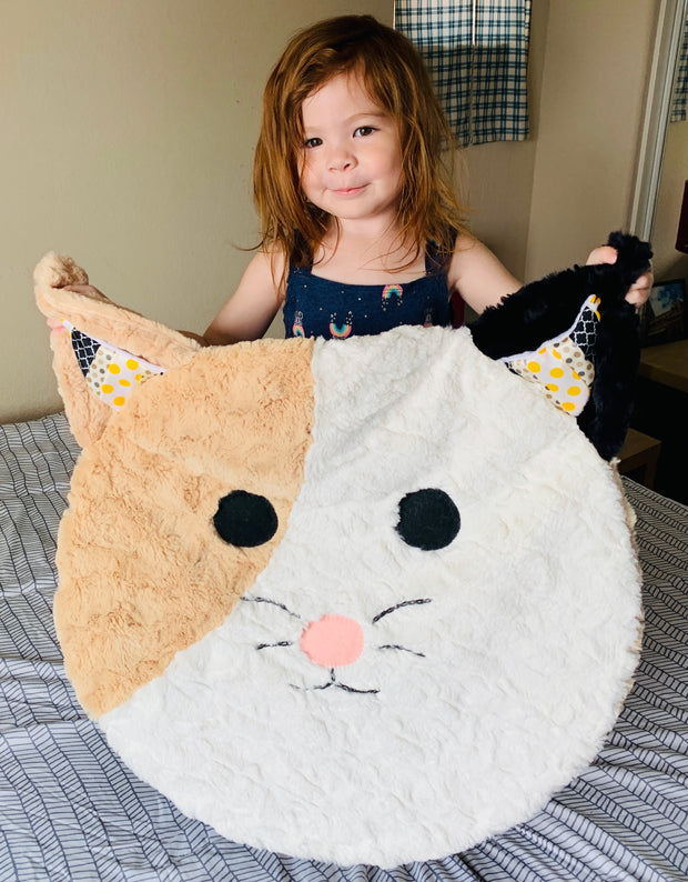 Fuzzie Dot Zeko- Playful Minky Cat Kids Blanket